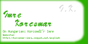 imre korcsmar business card